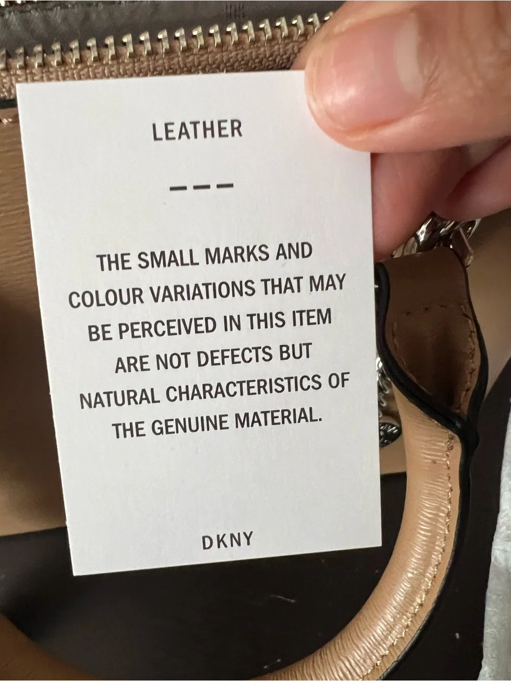 DKNY Beige Dome Satchel with Logo Charm
